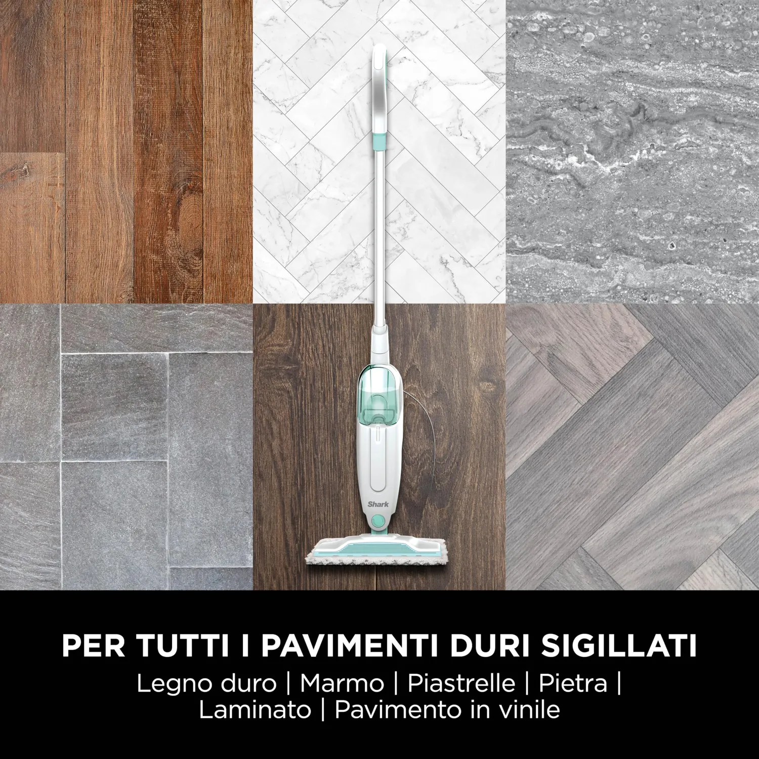 Shark Steam Mop S1000EU scopa a vapore bianca verde