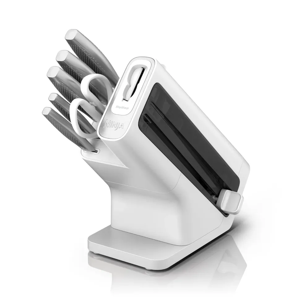 Ninja StaySharp set 6 coltelli cucina ceppo bianco affilatore