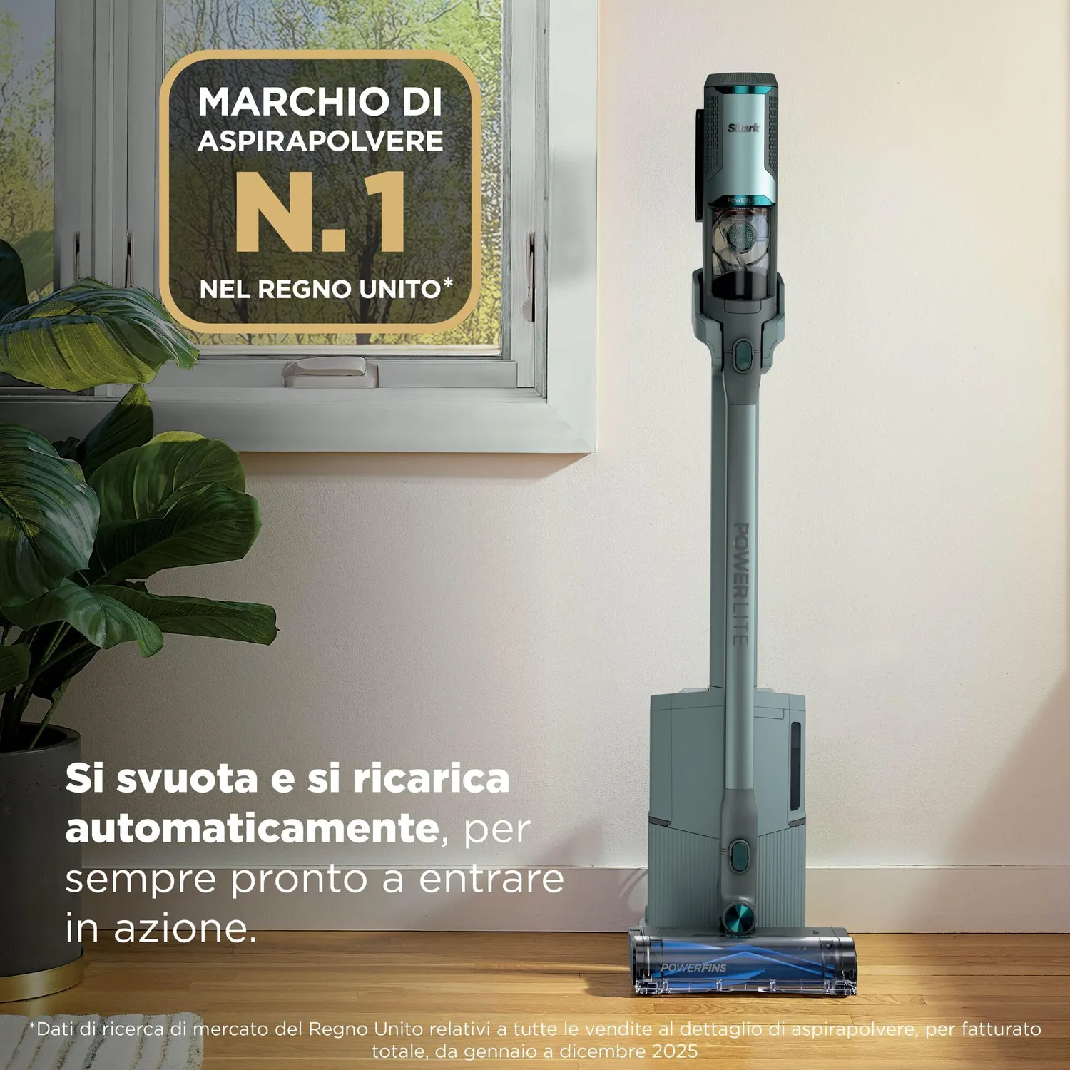 Shark PowerLite Clean & Empty Pet Aspirapolvere Turchese 40 Min