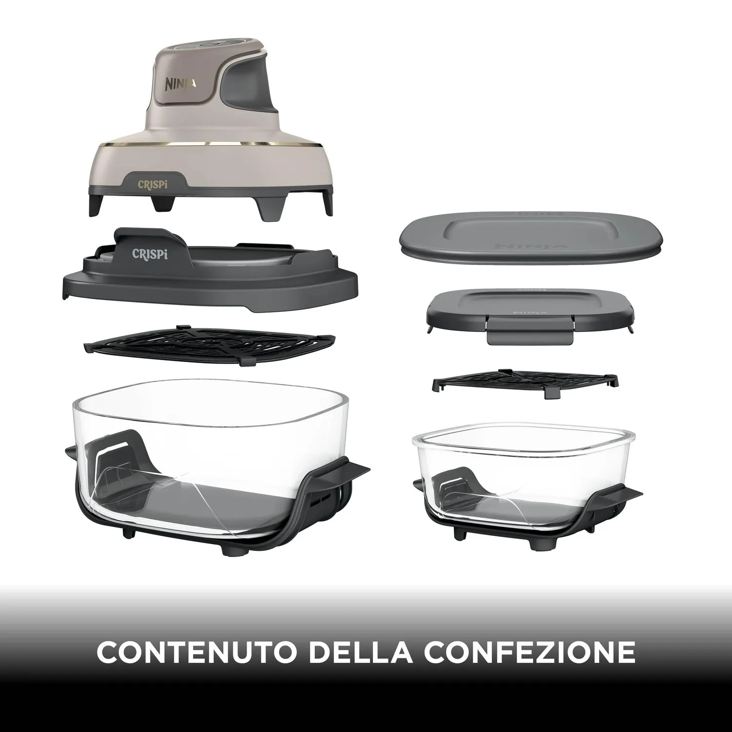 Ninja Crispi Friggitrice ad Aria Vetro Pietra Oro 1700W