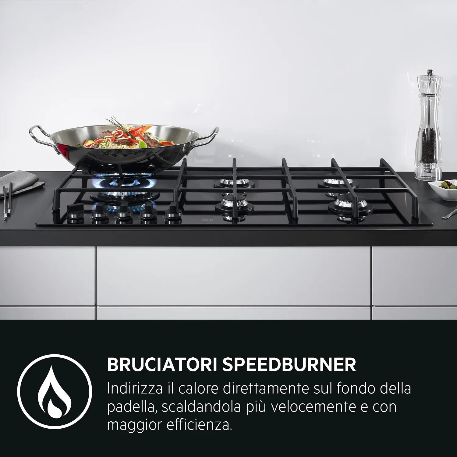 AEG HGB64400SM piano cottura gas 60cm 4 fuochi inox