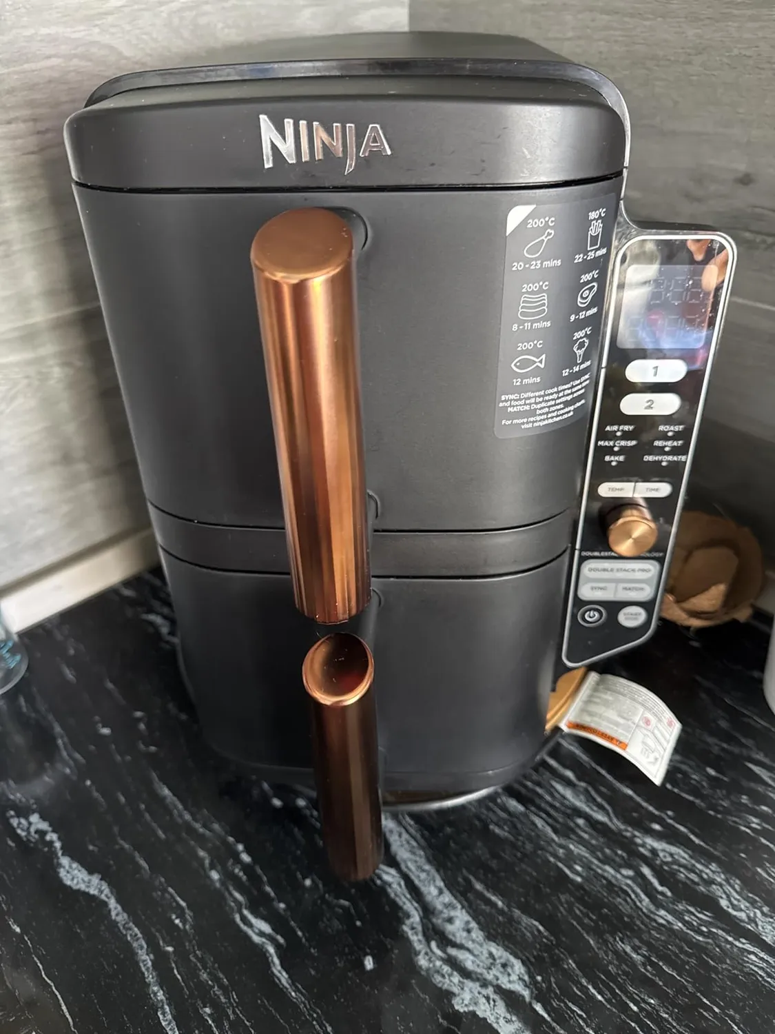 Ninja Double Stack XL Friggitrice Aria 9,5L Nero Rame Pinze