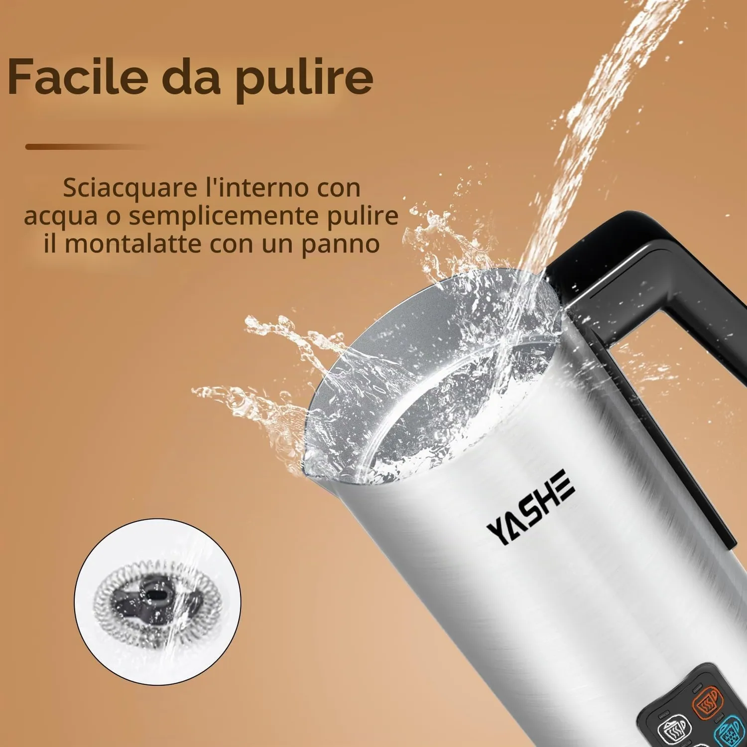 YASHE montalatte elettrico 240ml 4-in-1 caldo freddo