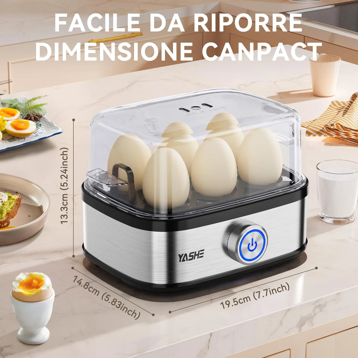 Yashe Cuociuova Elettrico 6 Uova 400W con Accessori
