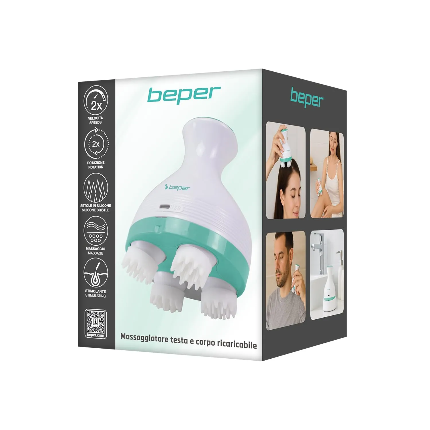 Beper P302MAS150 Massaggiatore Testa Corpo 4 Testine