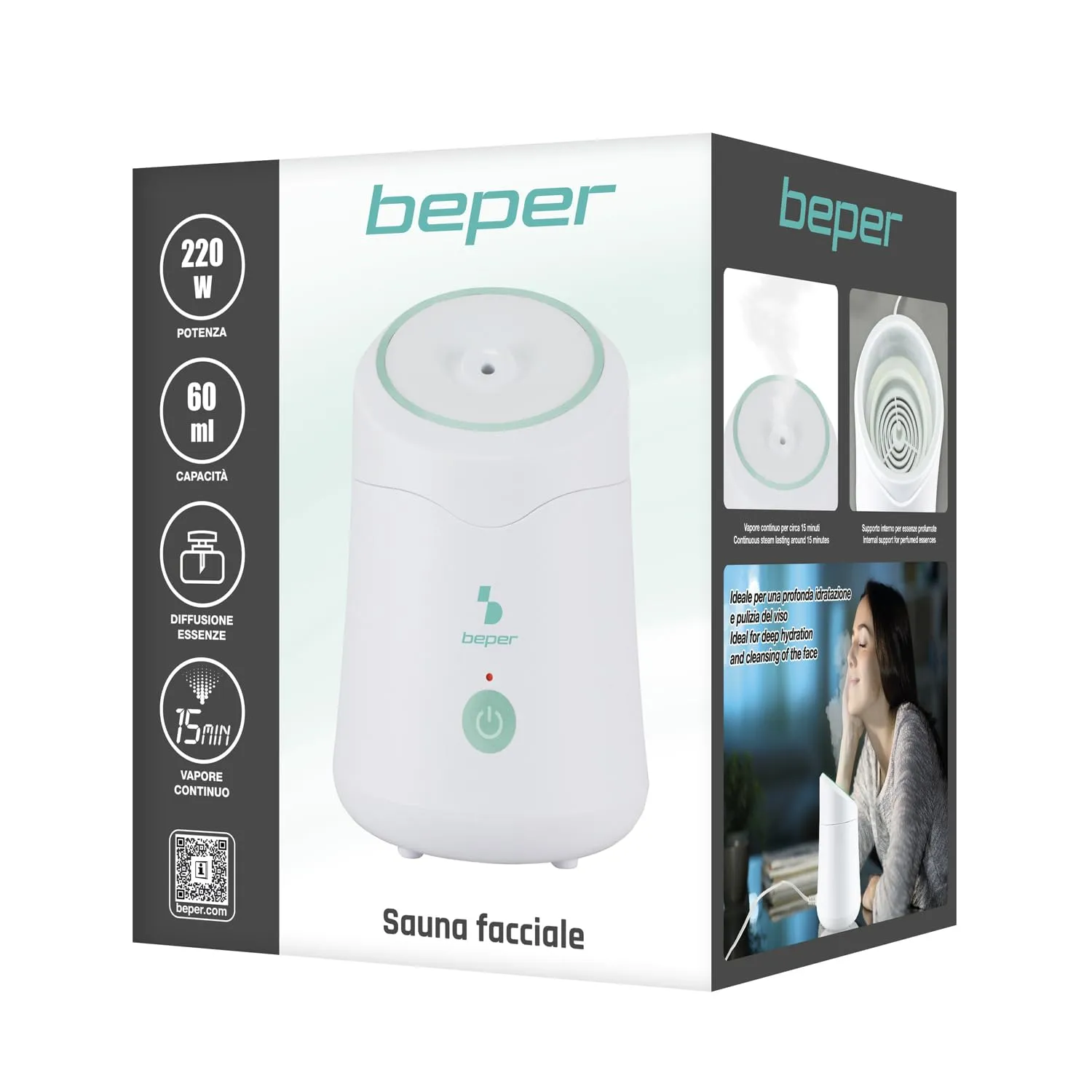 Beper P302VIS010 sauna facciale a vapore 60ml Hidra