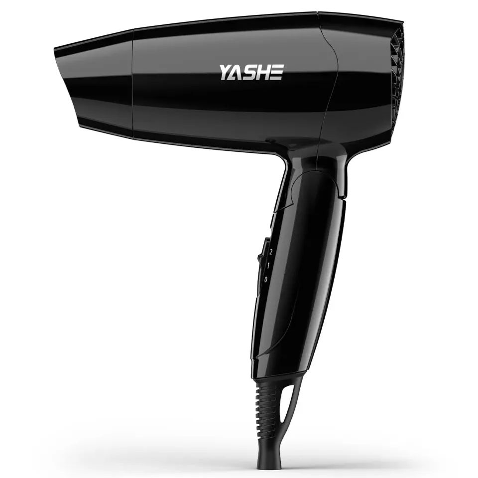 Yashe asciugacapelli mini pieghevole nero 1200W
