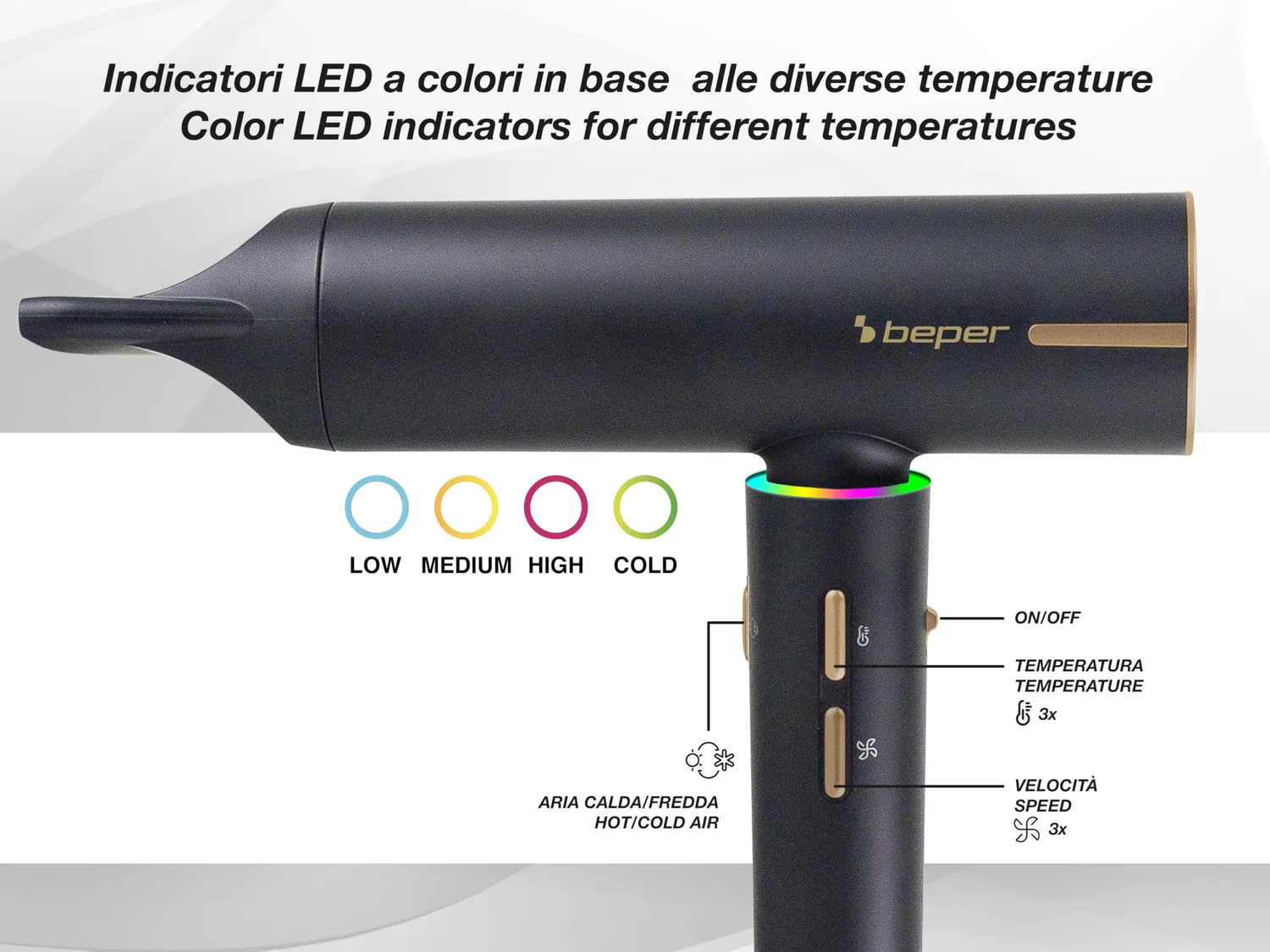 Beper P301ASC010 asciugacapelli brushless 1800W con diffusore