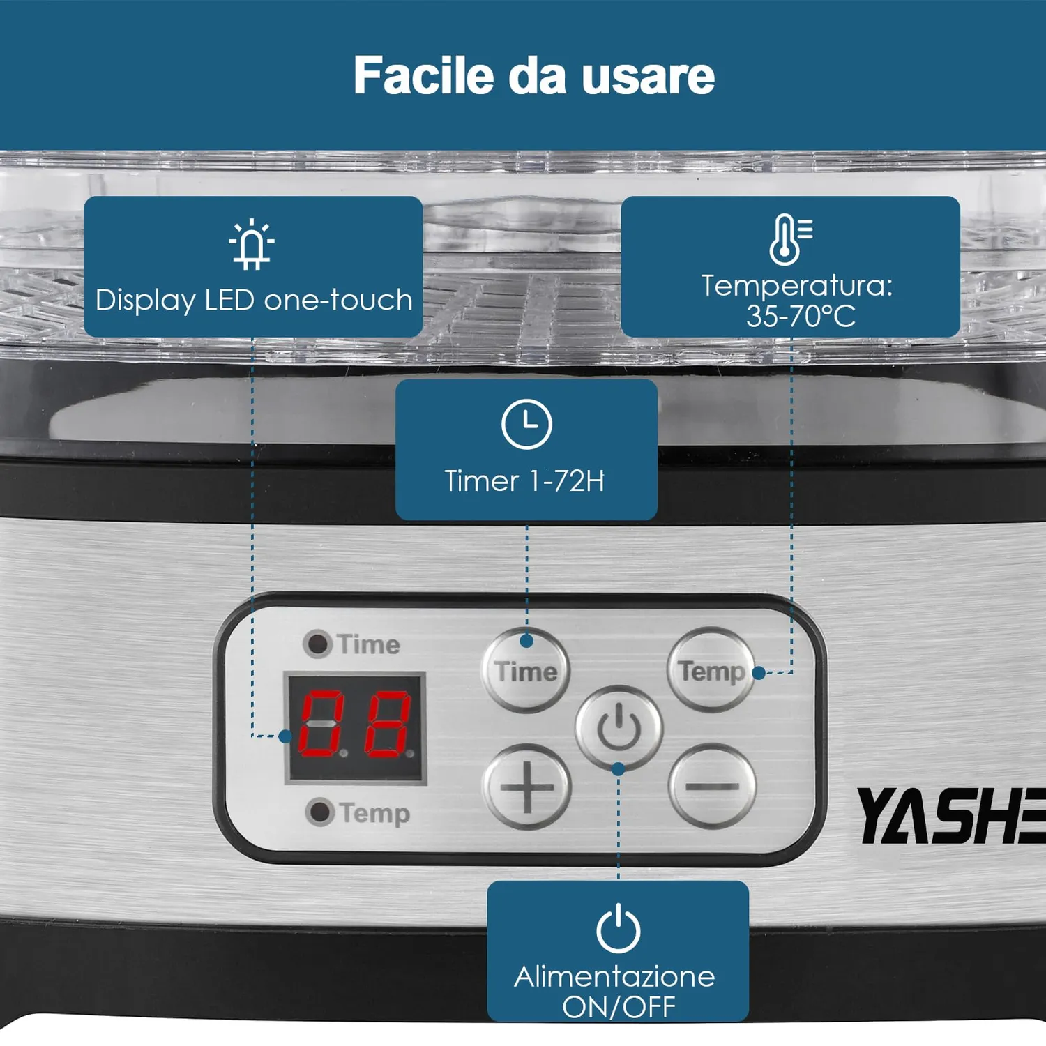 Yashe GGJ-261B essiccatore alimentare 5 vassoi elettronico