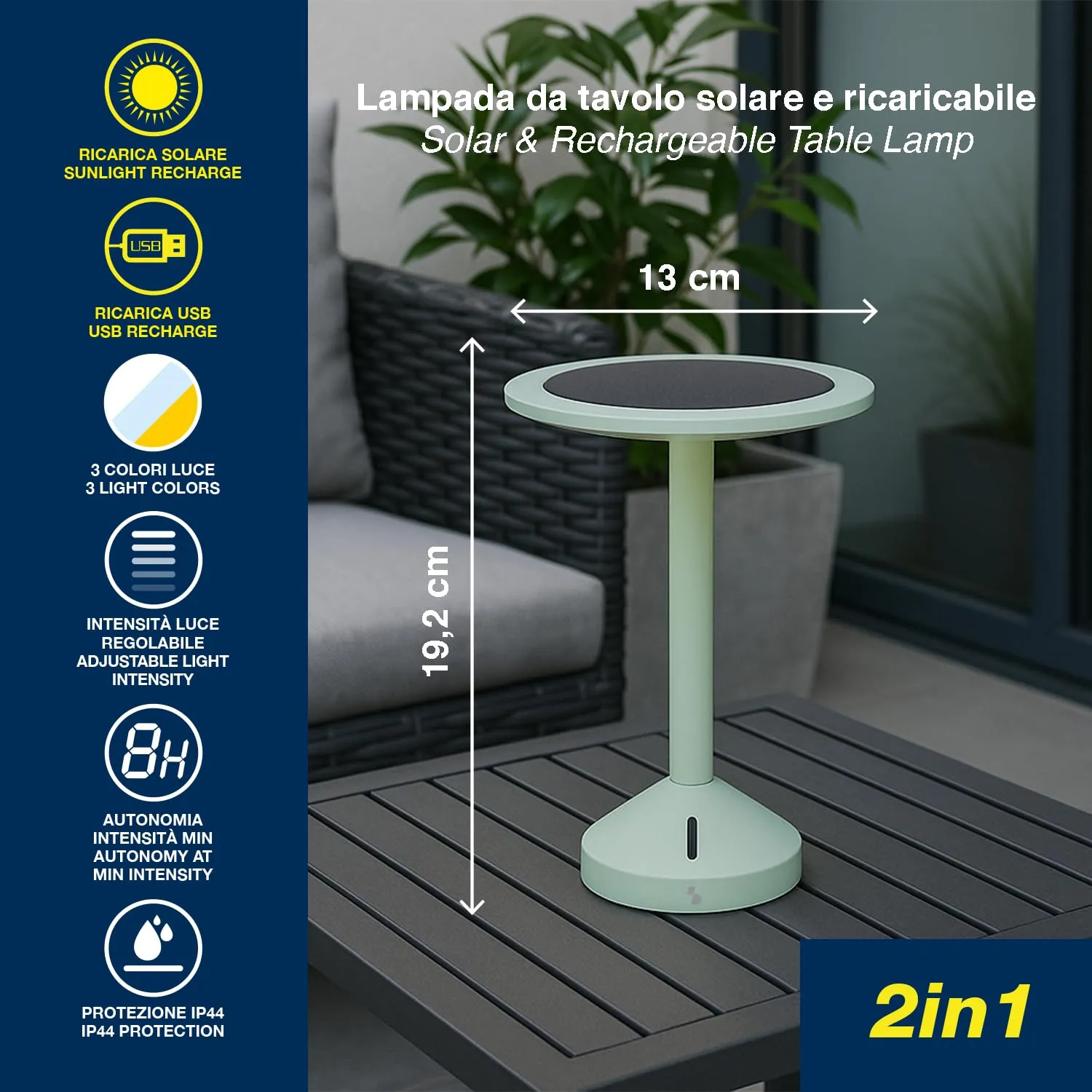 Beper Helia P207ILO600 Lampada Tavolo Solare LED