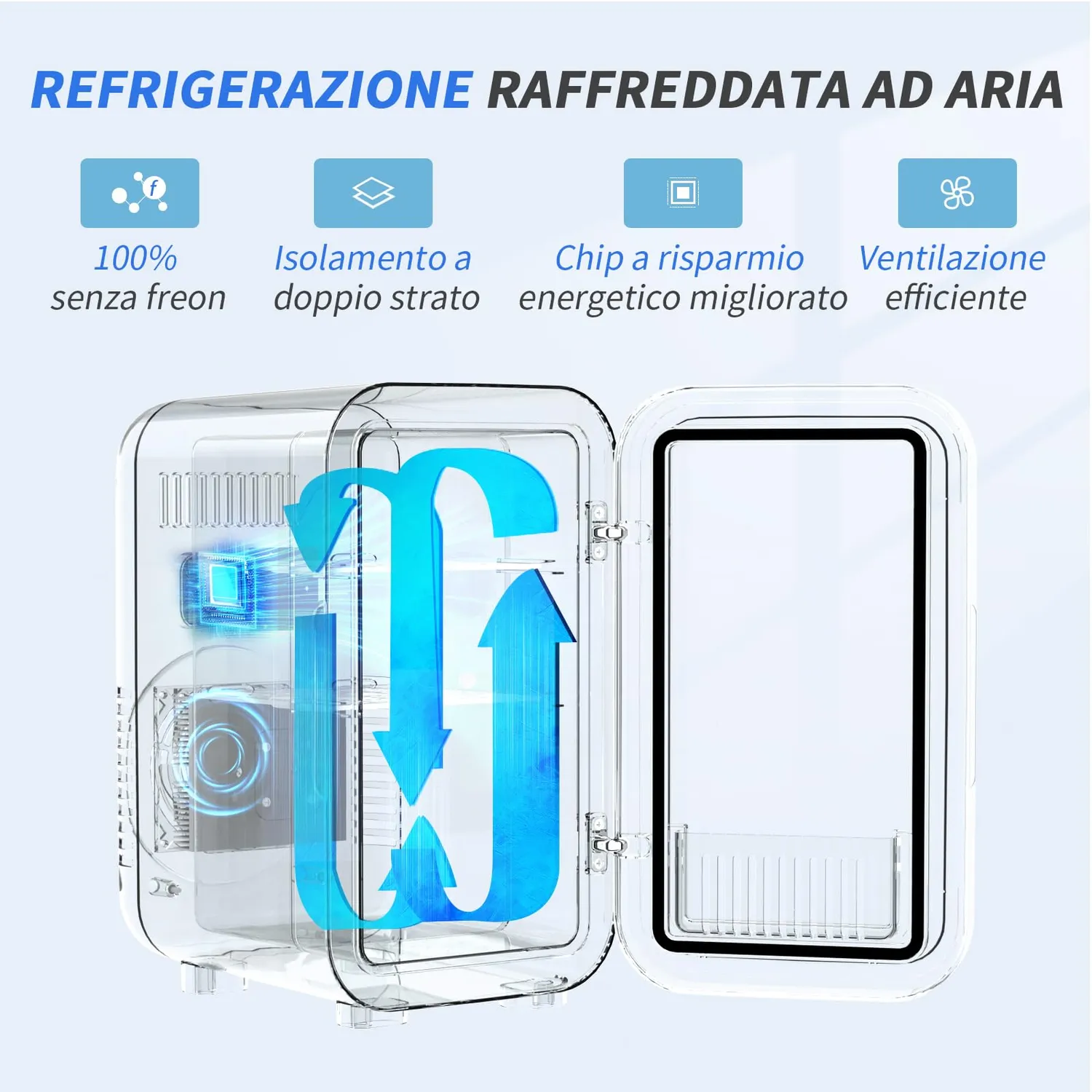 YASHE Mini Frigo 6 Litri Blu 8 Lattine
