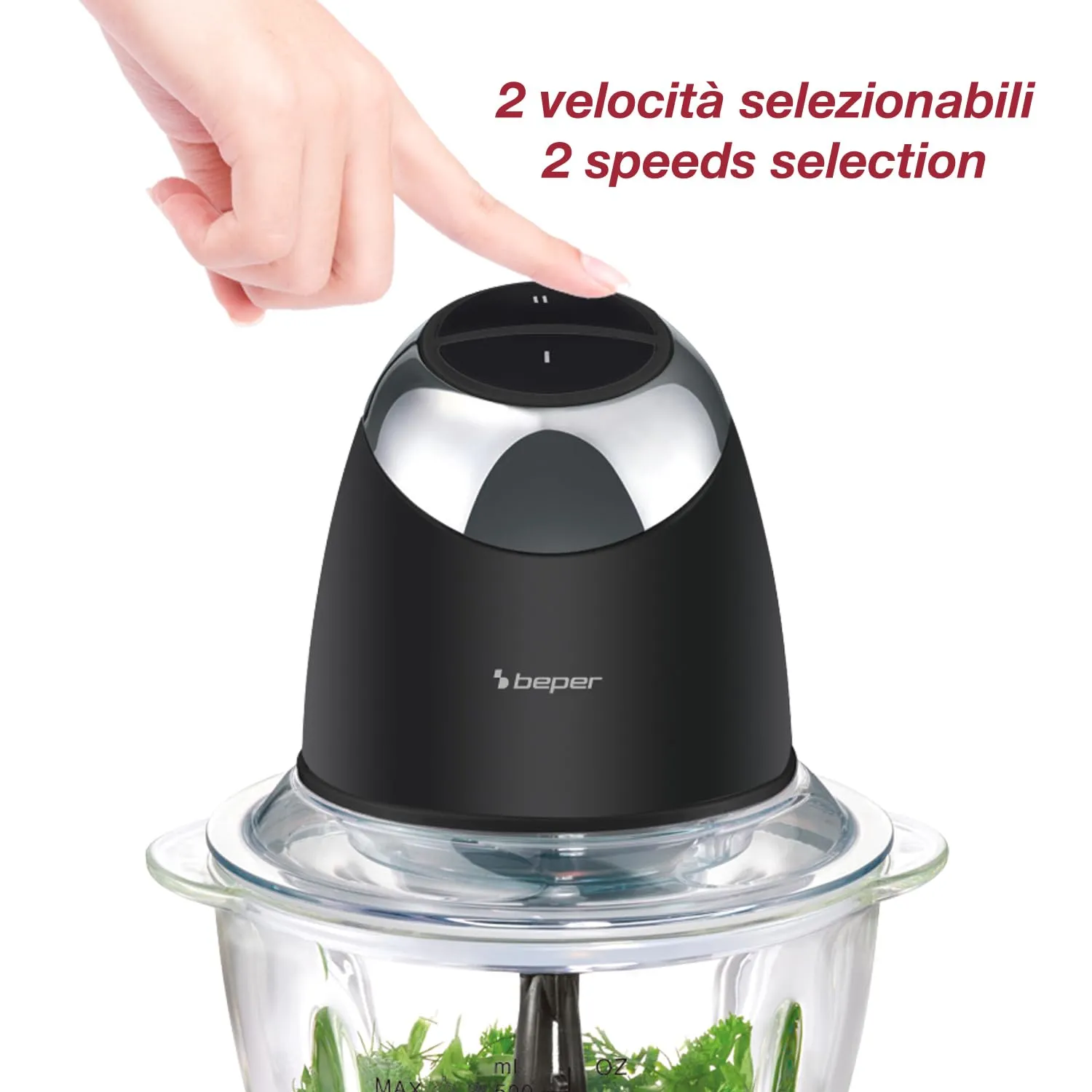 Beper Chop&Whip P102ROB003 Tritatutto Vetro 500 ml 2 Velocità