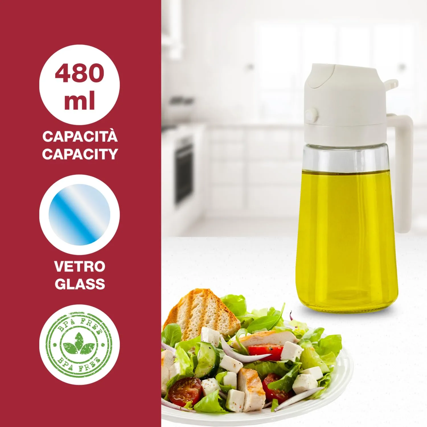 Beper Spruzzino Olio 2in1 Vetro 480 ml Spray Beccuccio