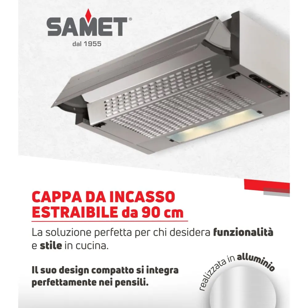 Samet Cappa Incasso Estraibile 90 cm 300 m3/h