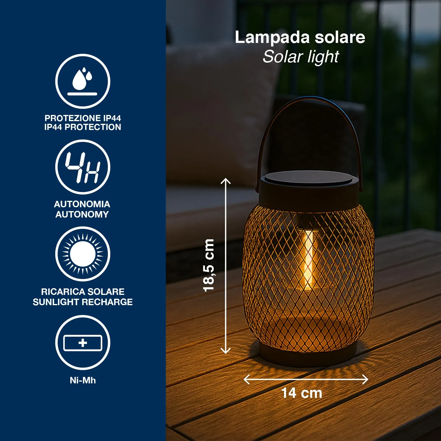 Beper P207ILO302 Mira lampada solare giardino ferro IP44