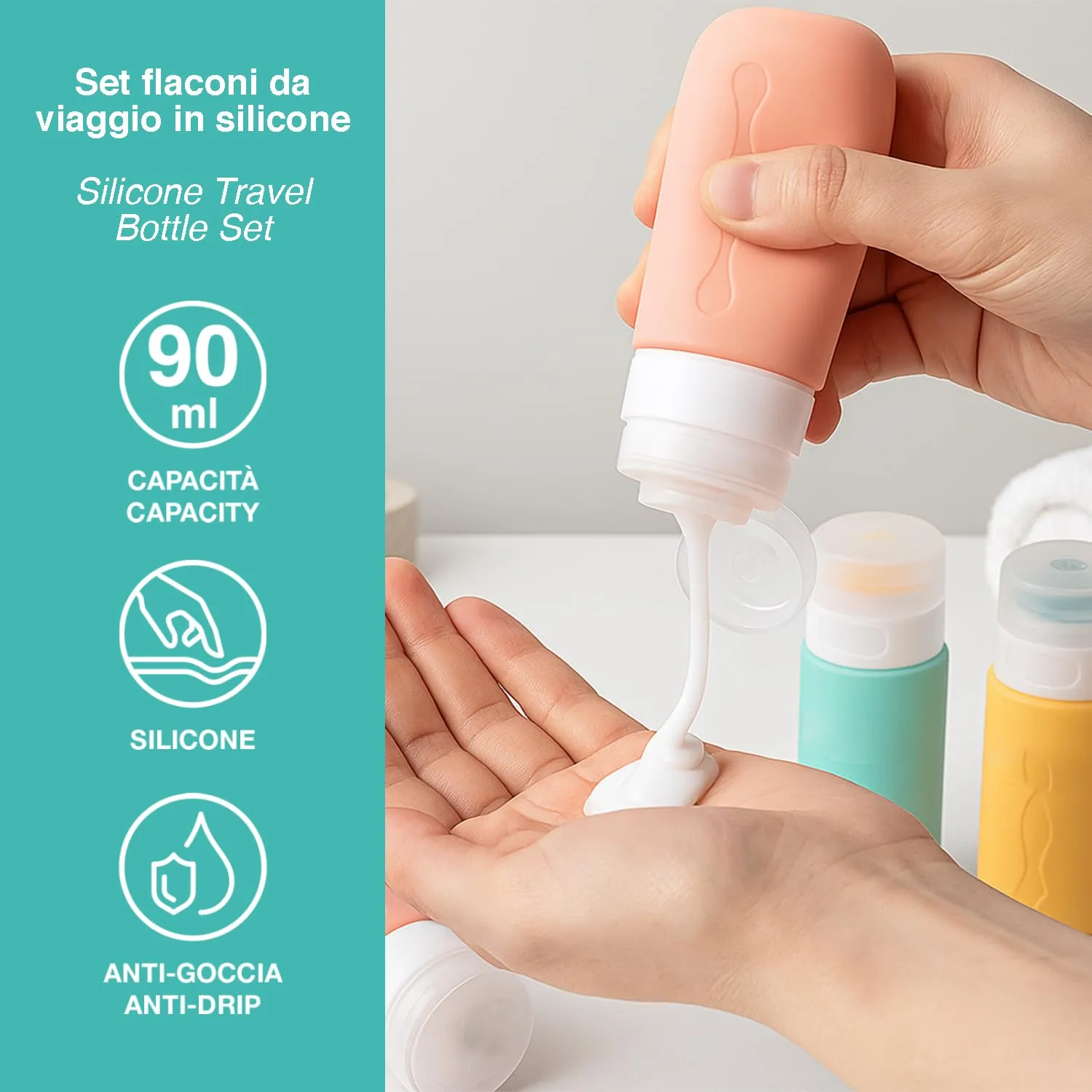 Beper C302AAC010 set 4 flaconi viaggio silicone 90 ml