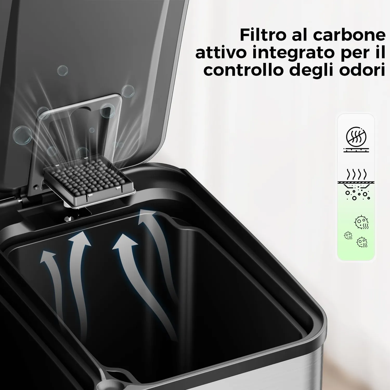 YASHE Pattumiera Doppia 2x20L Pedale Soft-Close Inox