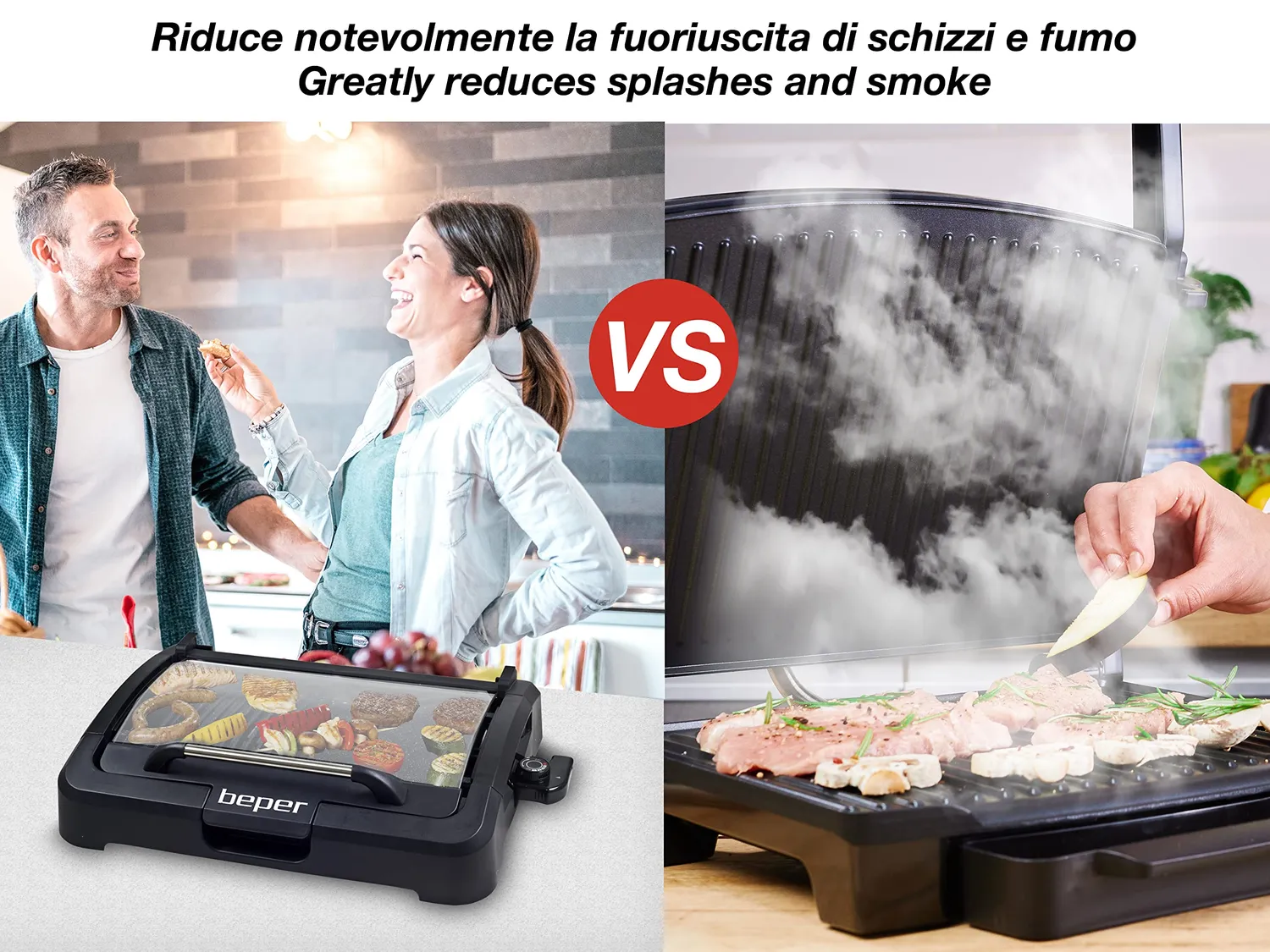 Beper 90.871 Barbecue Elettrico 2200 W con Coperchio