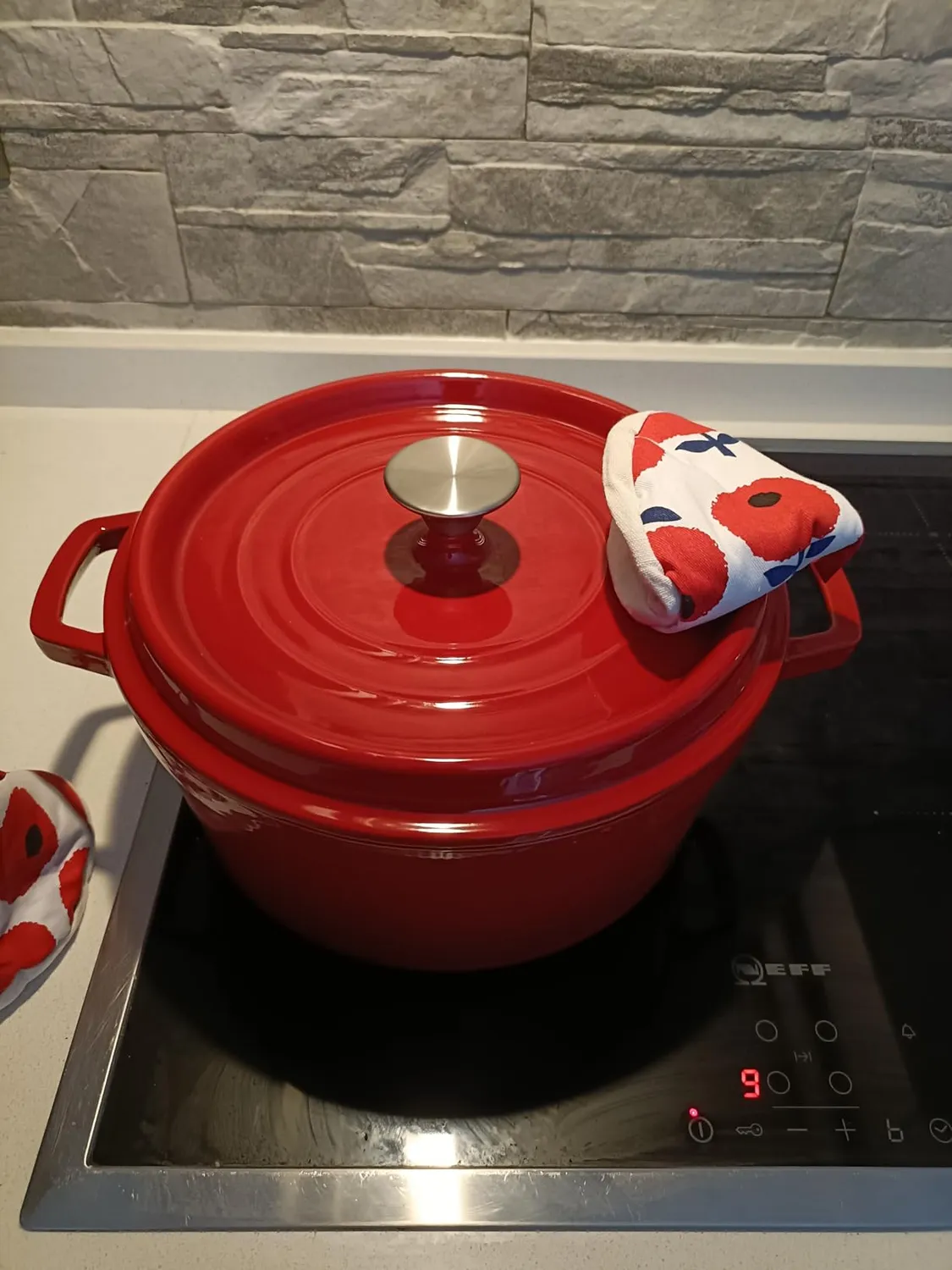 Yashe Pentola Ghisa Smaltata 5 L Rossa con Coperchio