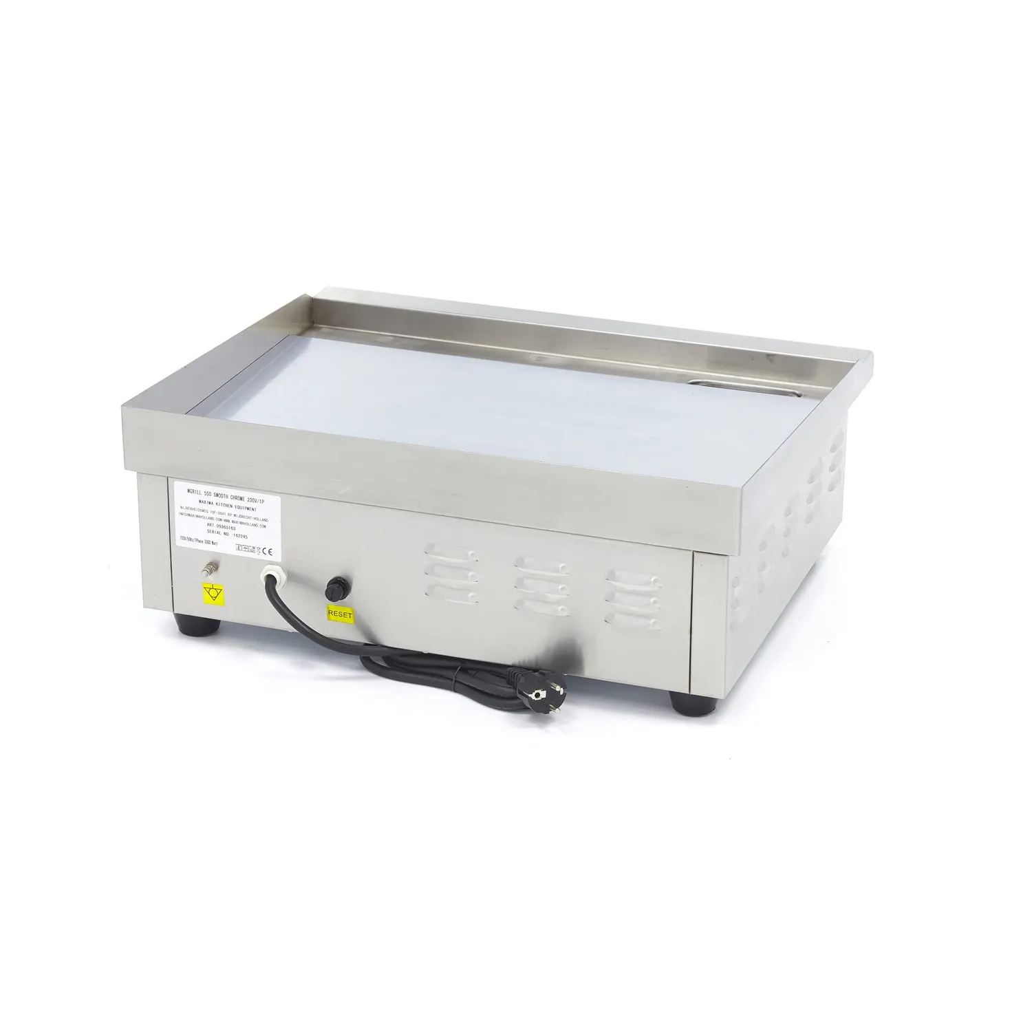 Pizza Maxima Gastro piastra barbecue 55 cm liscia 3000 W cromata