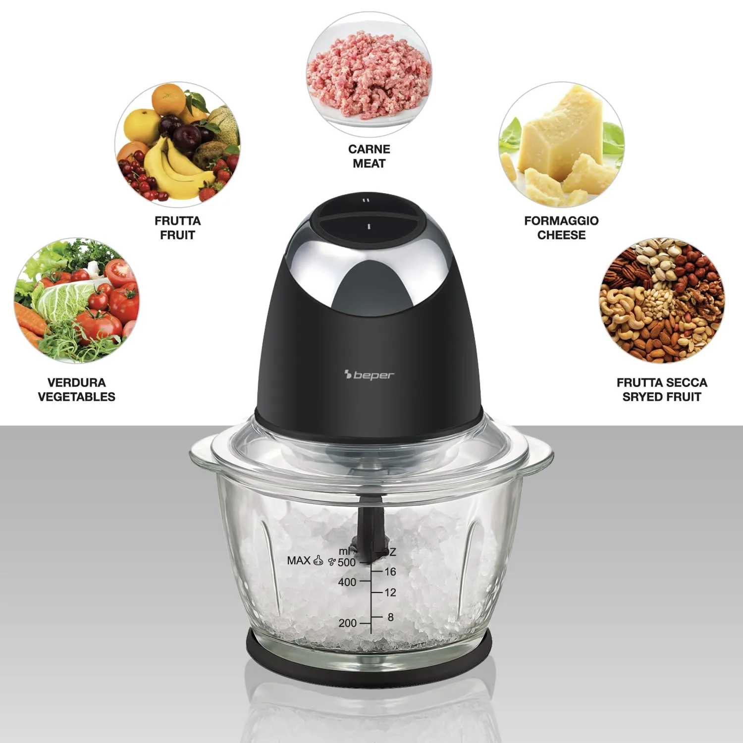 Beper Chop&Whip P102ROB003 Tritatutto Vetro 500 ml 2 Velocità