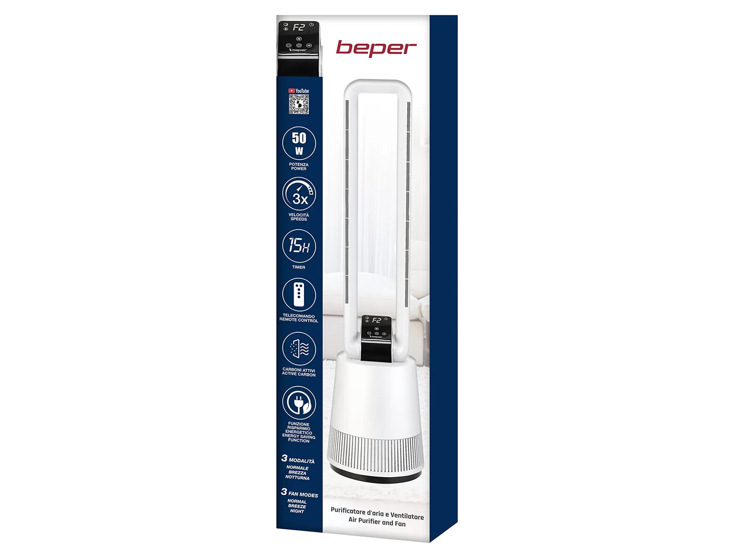Beper P206VEN350 purificatore aria carboni attivi telecomando