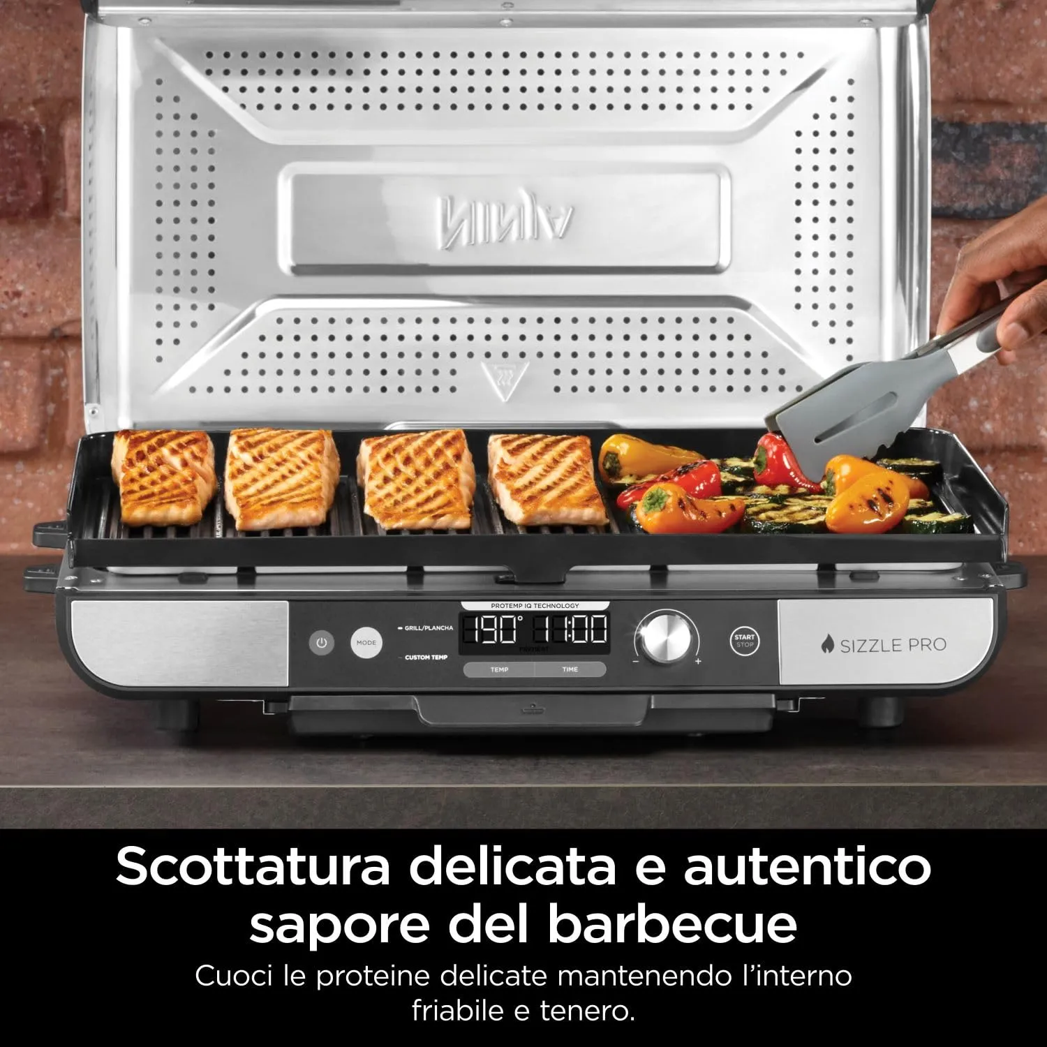 Ninja Sizzle Pro XL Griglia Elettrica Piastra 260°C 10 Burger
