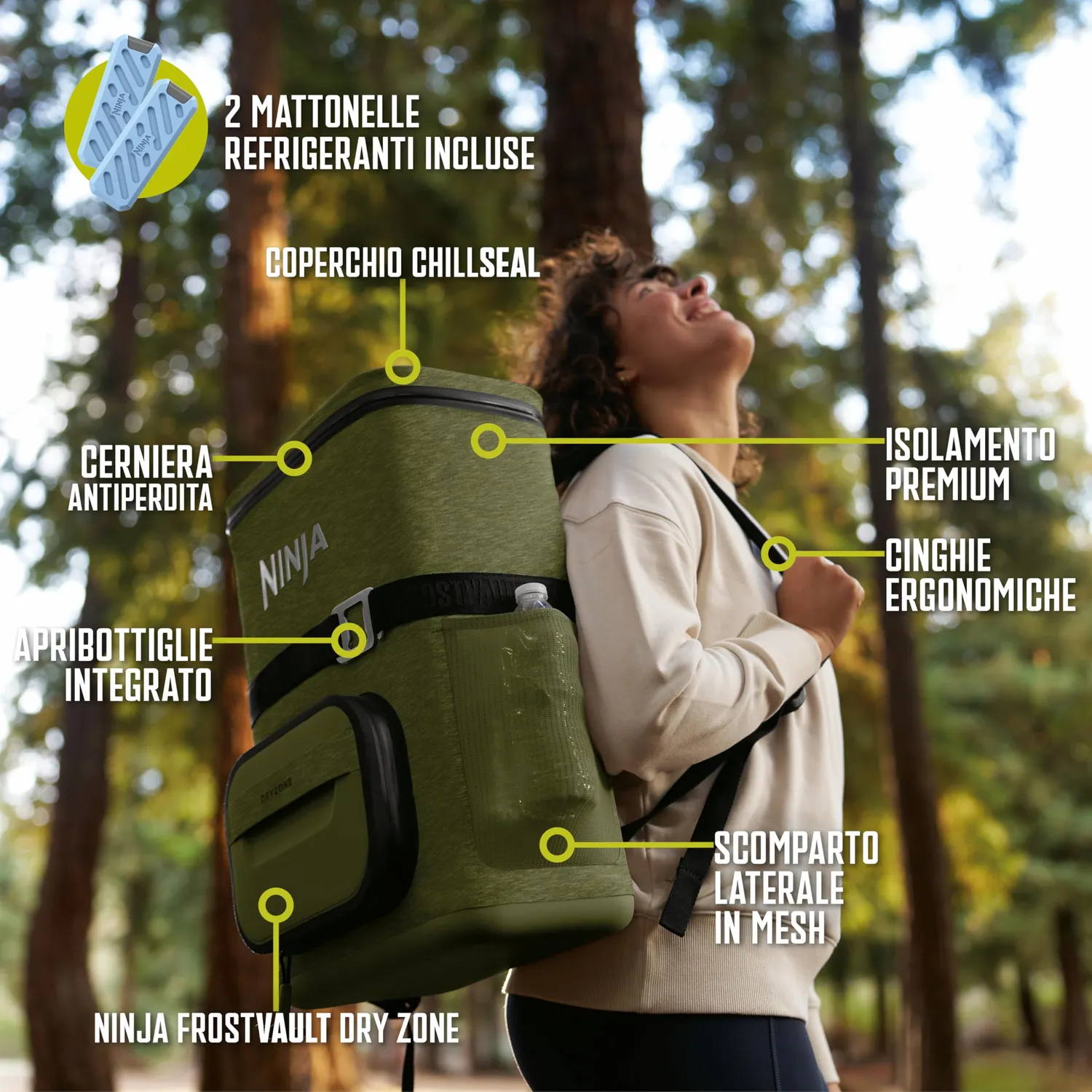 Ninja FrostVault Go Zaino Frigo 17L Verde con Siberina