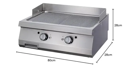 Maxima Gastro Premium Piastra Barbecue Gas Doppia Rigata 90 cm