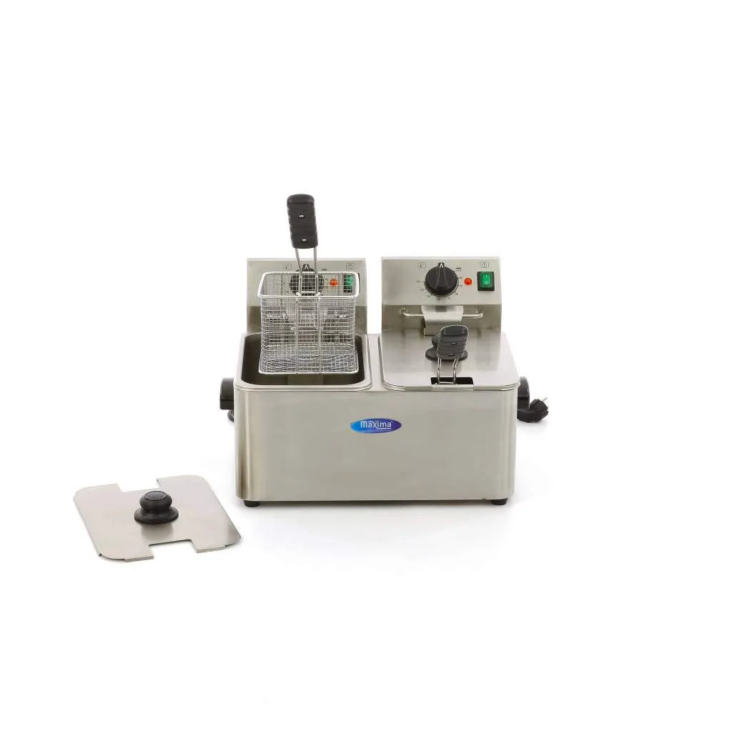 Maxima friggitrice doppia 2x4L 2 cestelli acciaio inox