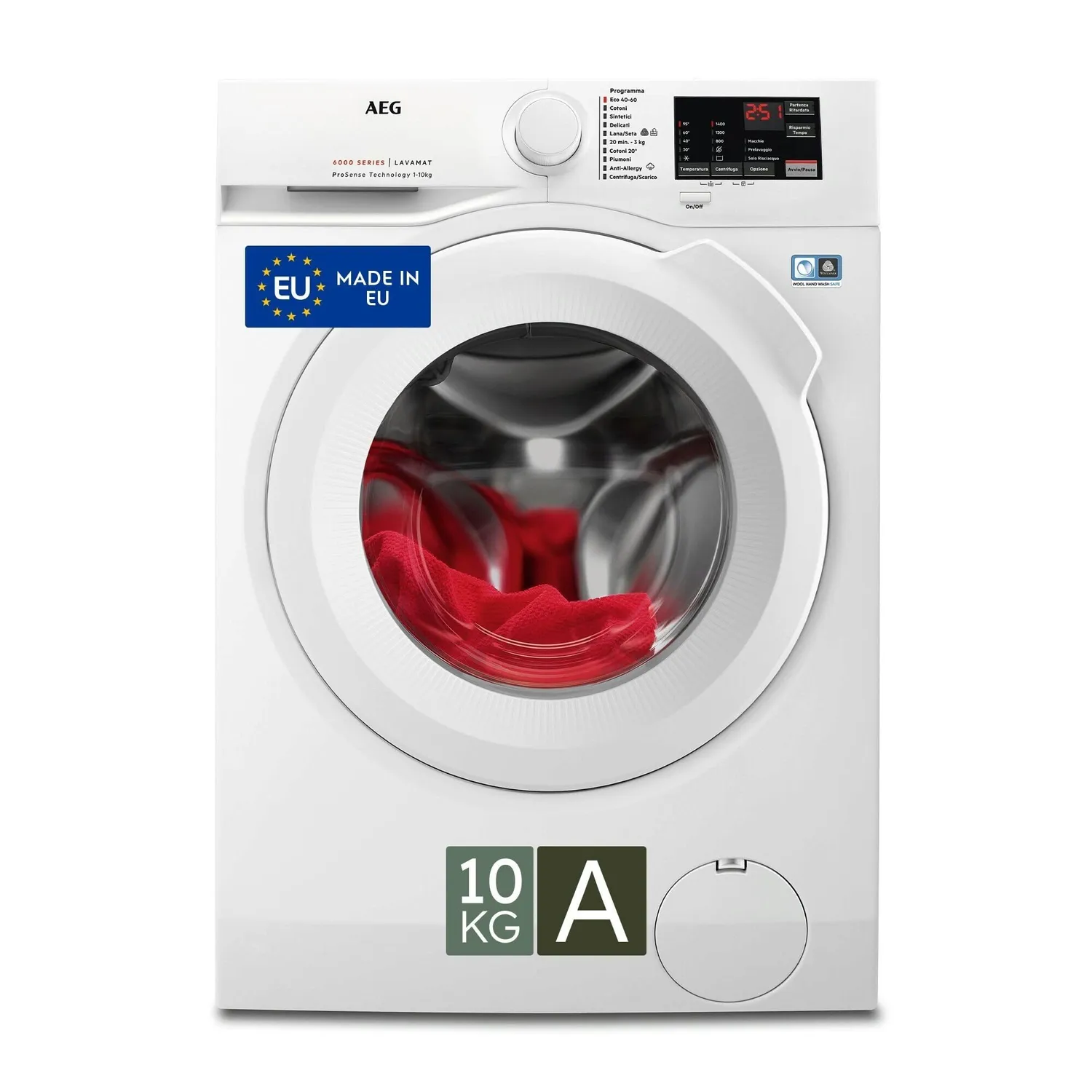 AEG Serie 6000 LR6G94OW Lavatrice 9 Kg ProSense Bianca