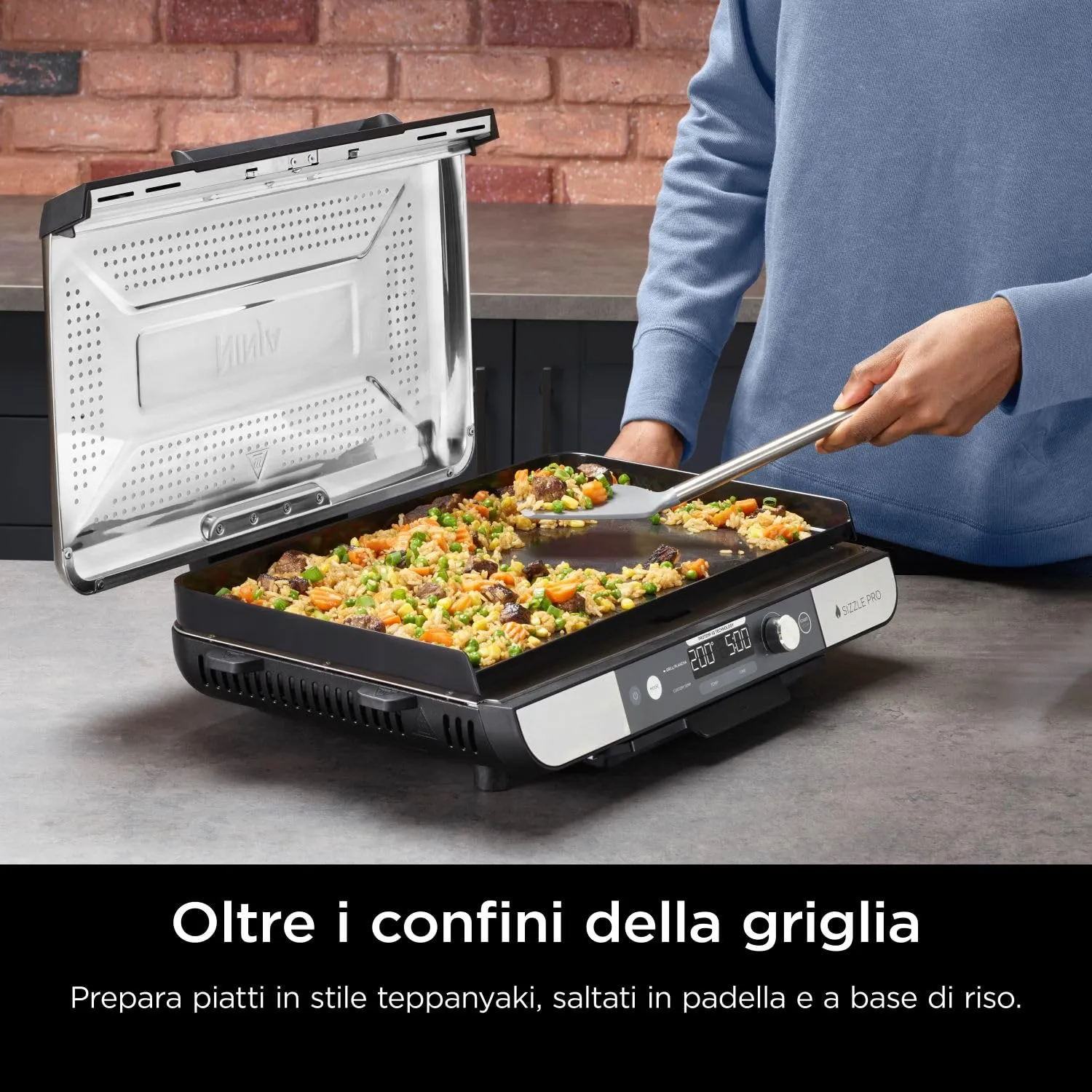 Ninja Sizzle Pro XL Griglia Elettrica Piastra 260°C 10 Burger
