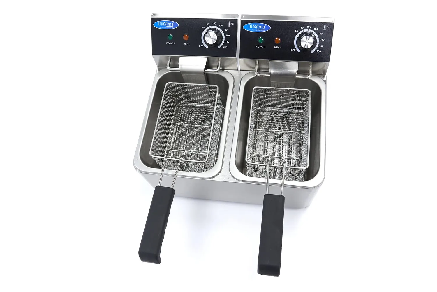 Pizza Maxima Gastro friggitrice doppia 2x4 L 2 cesti termostato