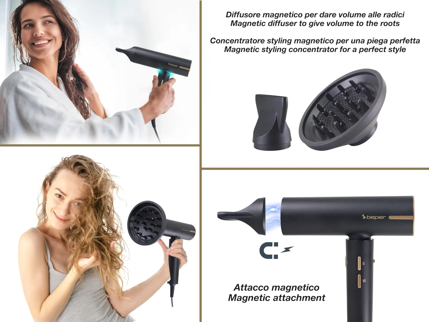 Beper P301ASC010 asciugacapelli brushless 1800W con diffusore