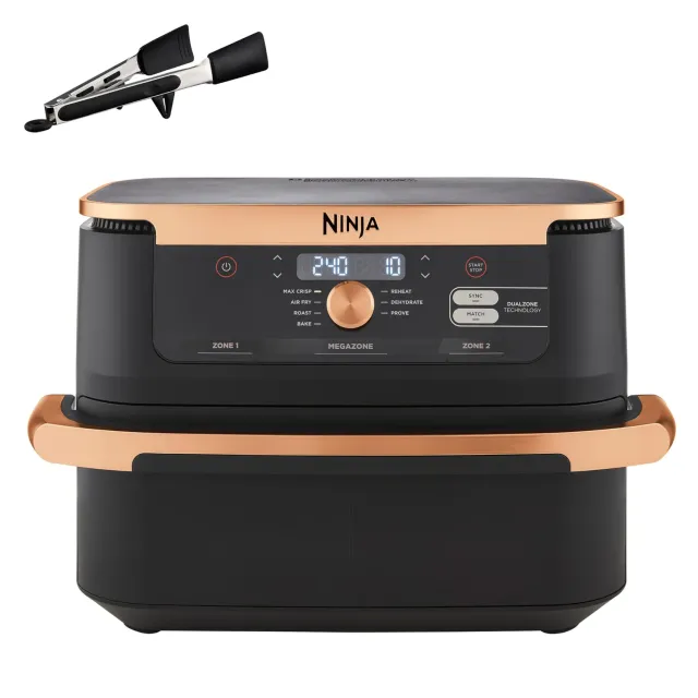 Ninja FlexDrawer Friggitrice 10,4L Nero Rame con Pinze