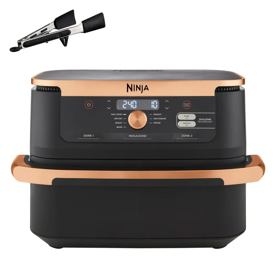 Ninja FlexDrawer Friggitrice 10,4L Nero Rame con Pinze