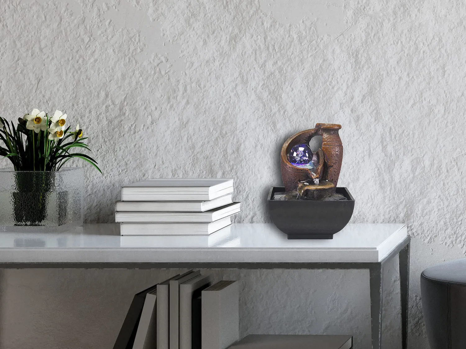 Beper Zen Anfora fontanella da interno nera con LED
