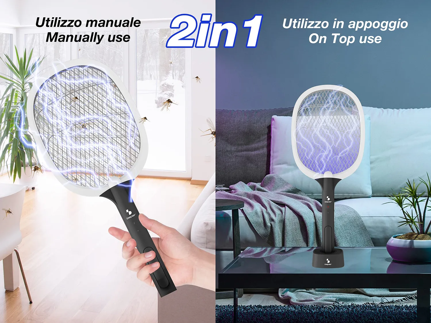 Beper P206ZAN250 racchetta zanzare elettrica USB