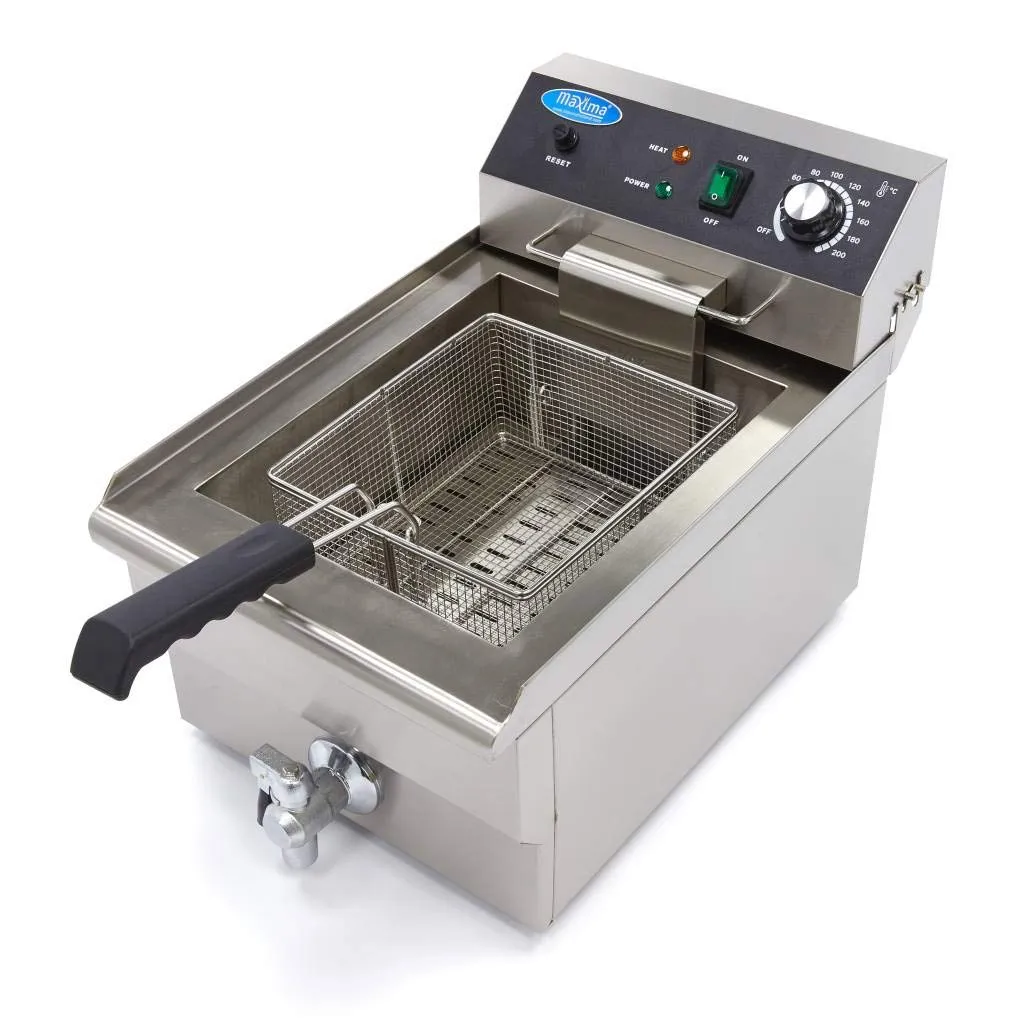 Maxima Friggitrice elettrica 16 L con rubinetto acciaio inox