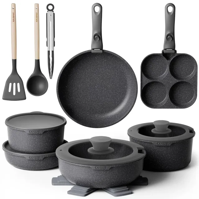 YASHE set pentole induzione 20 pezzi con padella uova