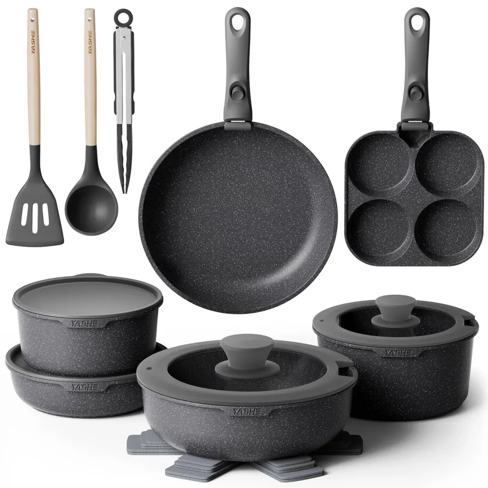 YASHE set pentole induzione 20 pezzi con padella uova