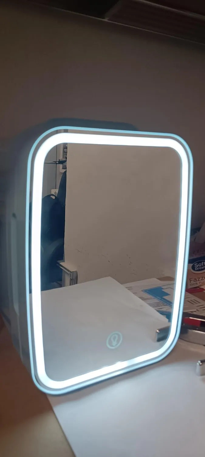 YASHE Mini Frigo 4L Rosa Specchio LED Freddo Caldo