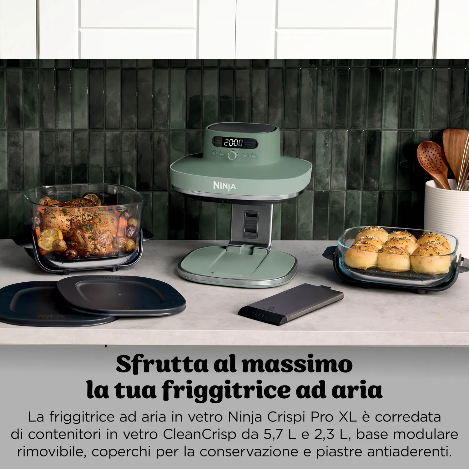 Ninja CRISPi PRO friggitrice ad aria vetro 5,7 L verde