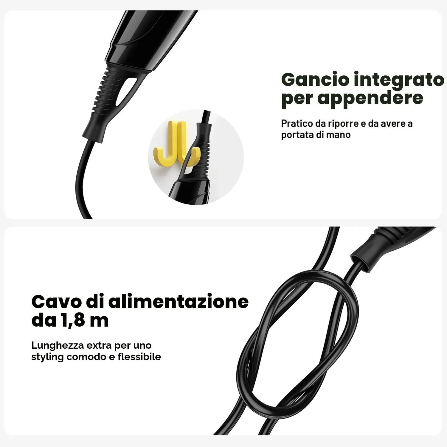 Yashe asciugacapelli mini pieghevole nero 1200W