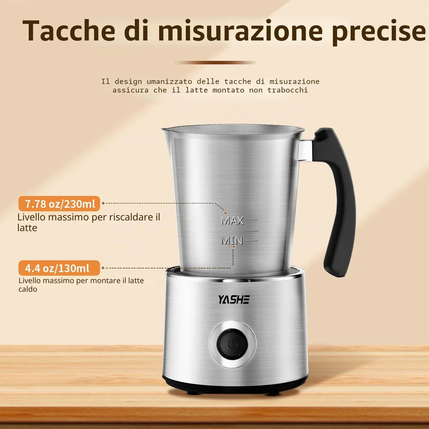 YASHE 4-in-1 montalatte elettrico 230 ml caldo freddo
