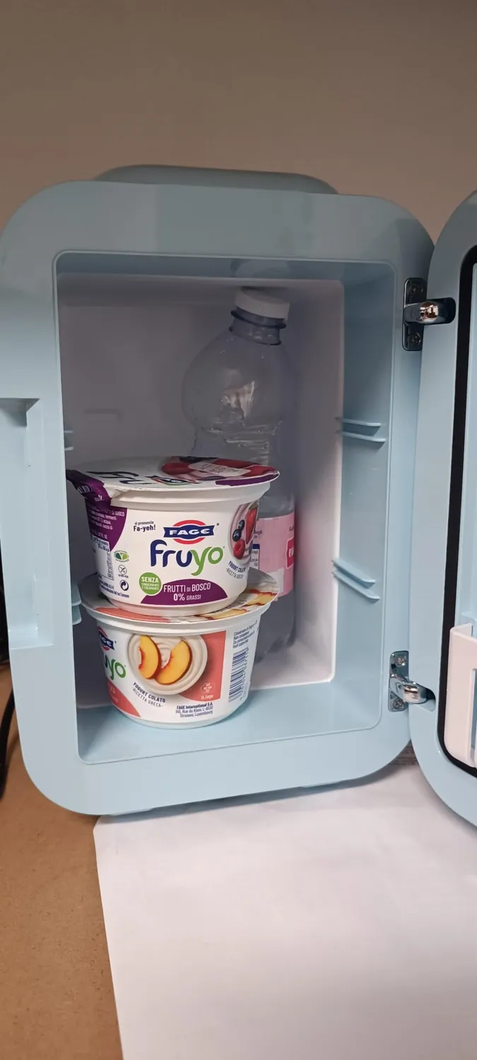 YASHE Mini Frigo 4L Rosa Specchio LED Freddo Caldo