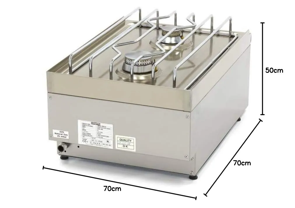 Maxima fornello gas 2 fuochi 40x60 cm 8,5 kW cromati