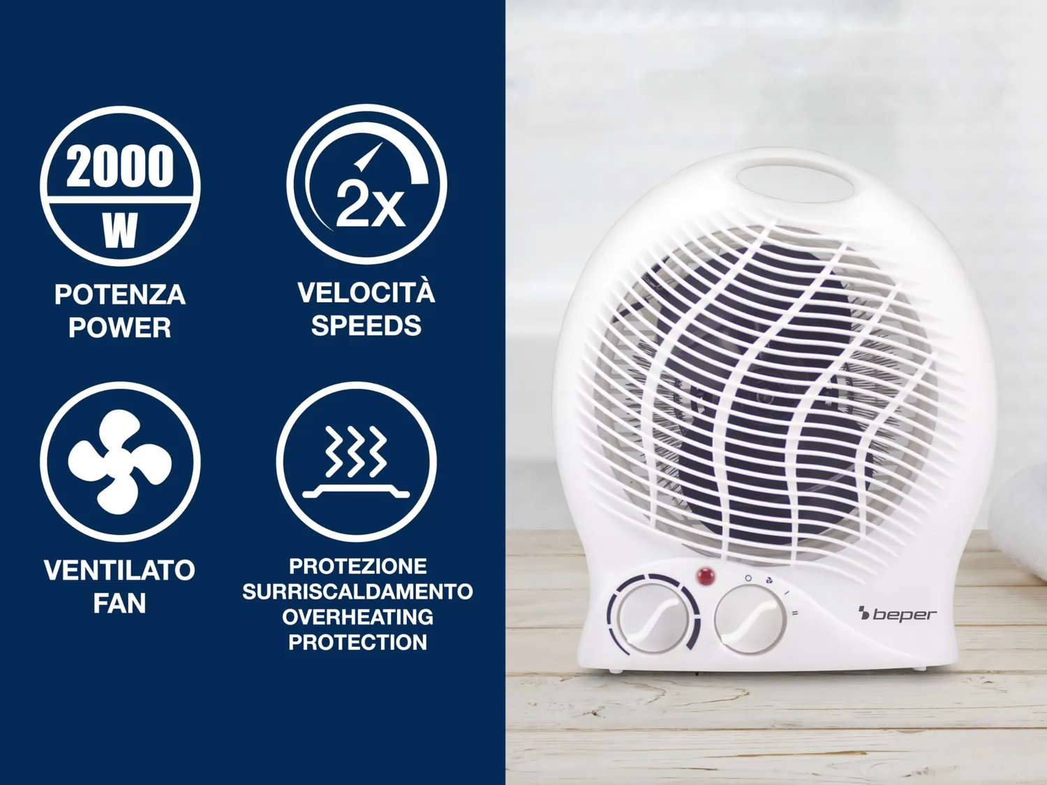 Beper P203TER203 Termoventilatore 2000W Compatto