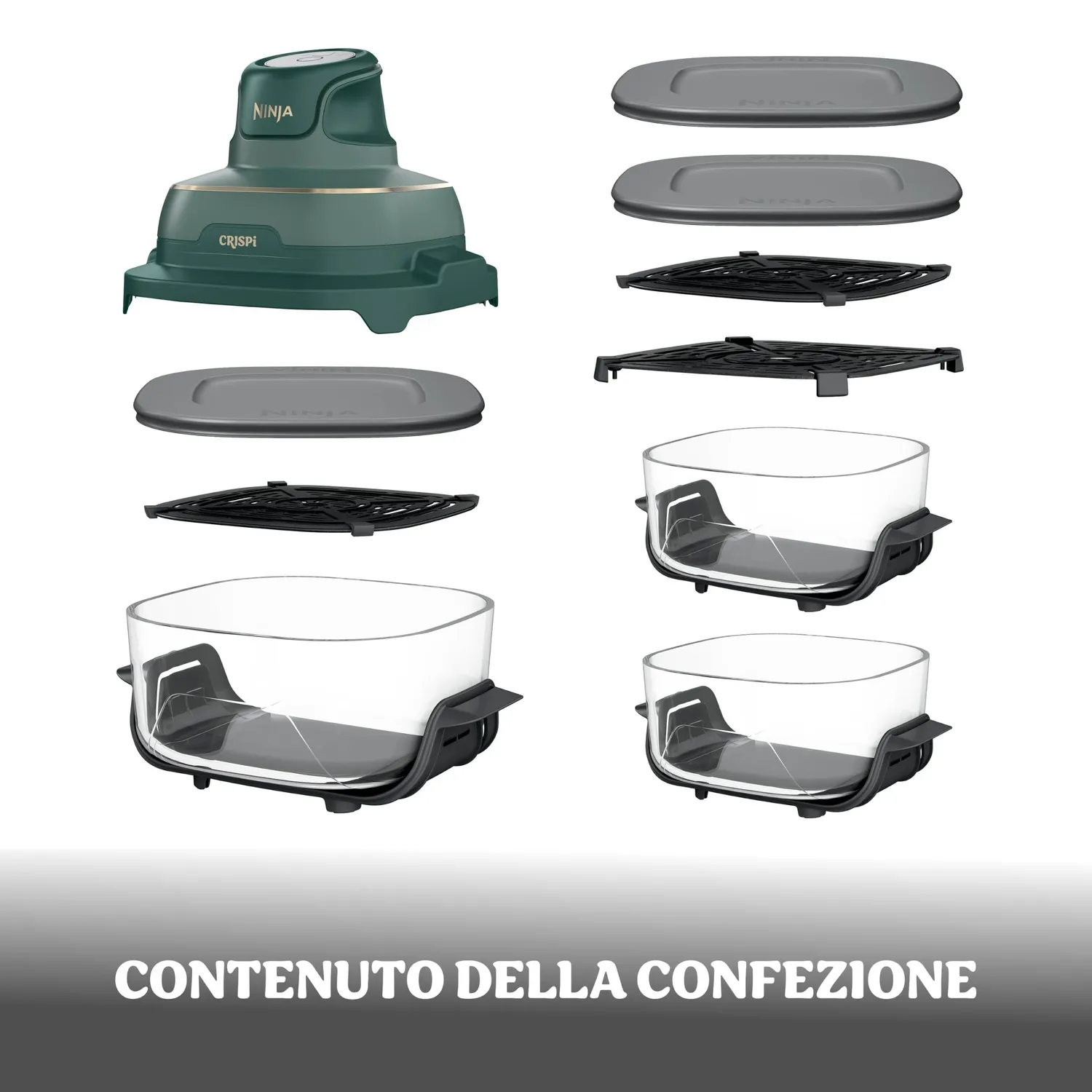 Ninja CRISPi FN203EU friggitrice ad aria vetro oro 3,8L+2,3L