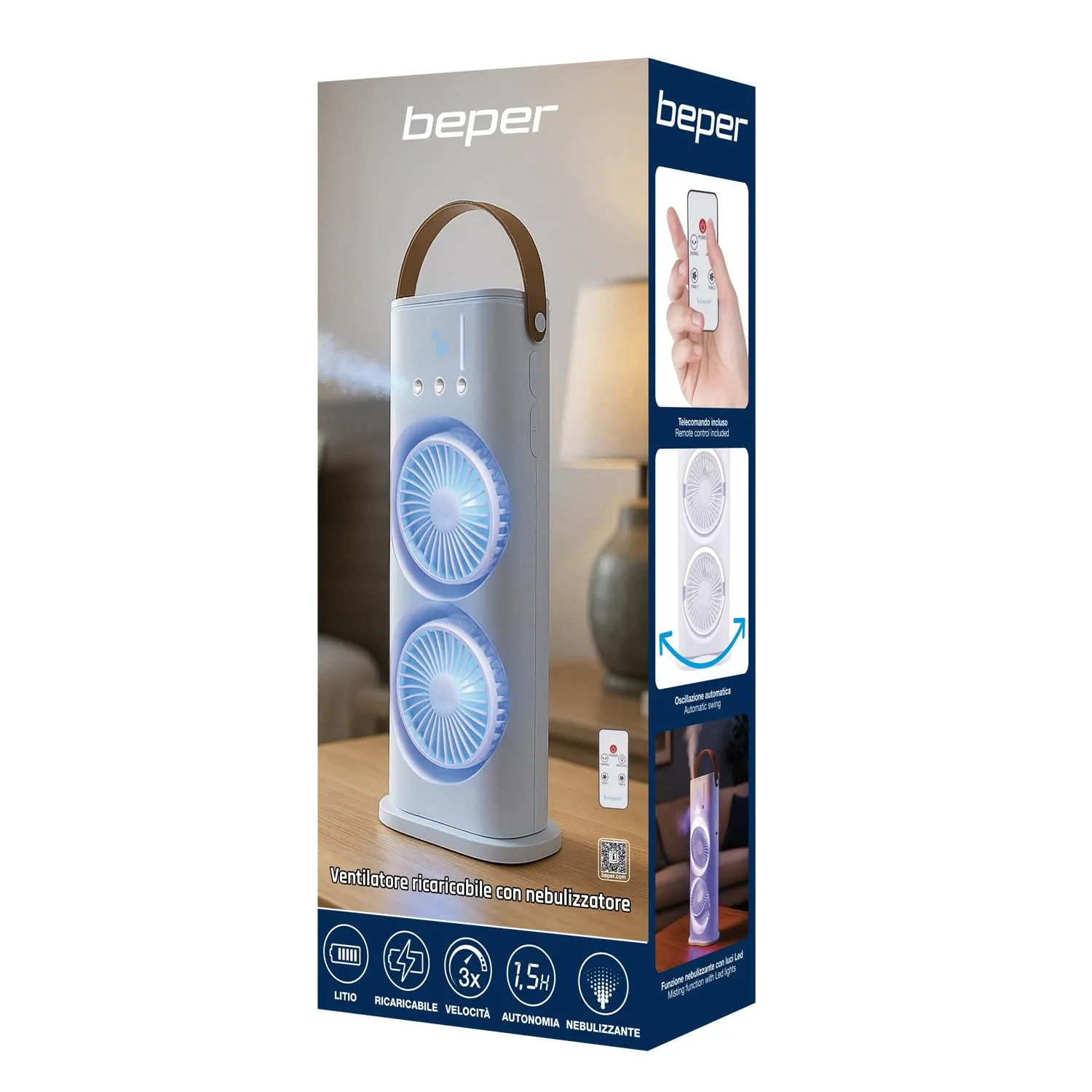 Beper P206VEN445 ventilatore tavolo nebulizzatore USB-C